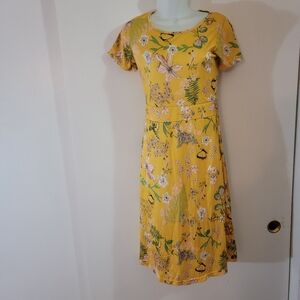🆕️👗Floral Yellow A-line Dress, Sz L